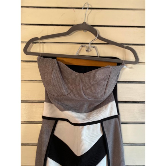 A'gaci womans strapless dress size M bodycon underwire pad bra gray white black - Picture 2 of 12